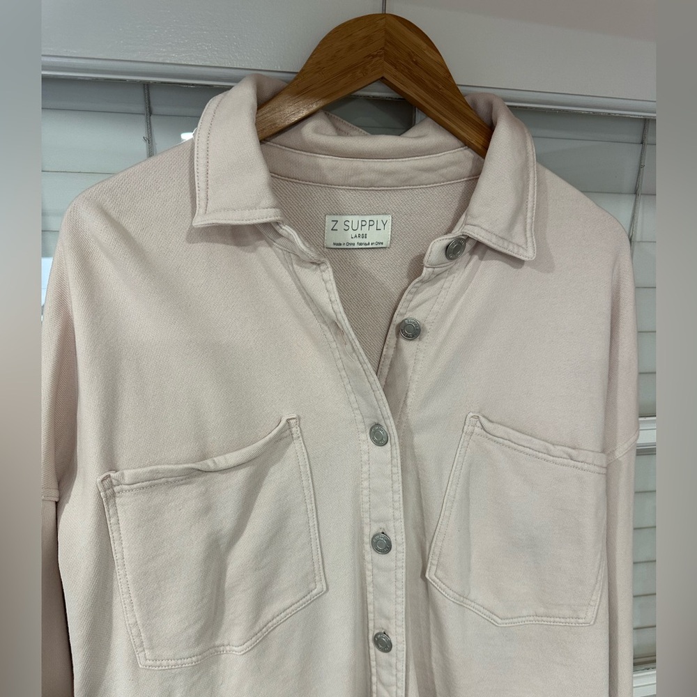 Z Supply All Dat Knit Denim Jacket in Blush Pink - Picture 2 of 3